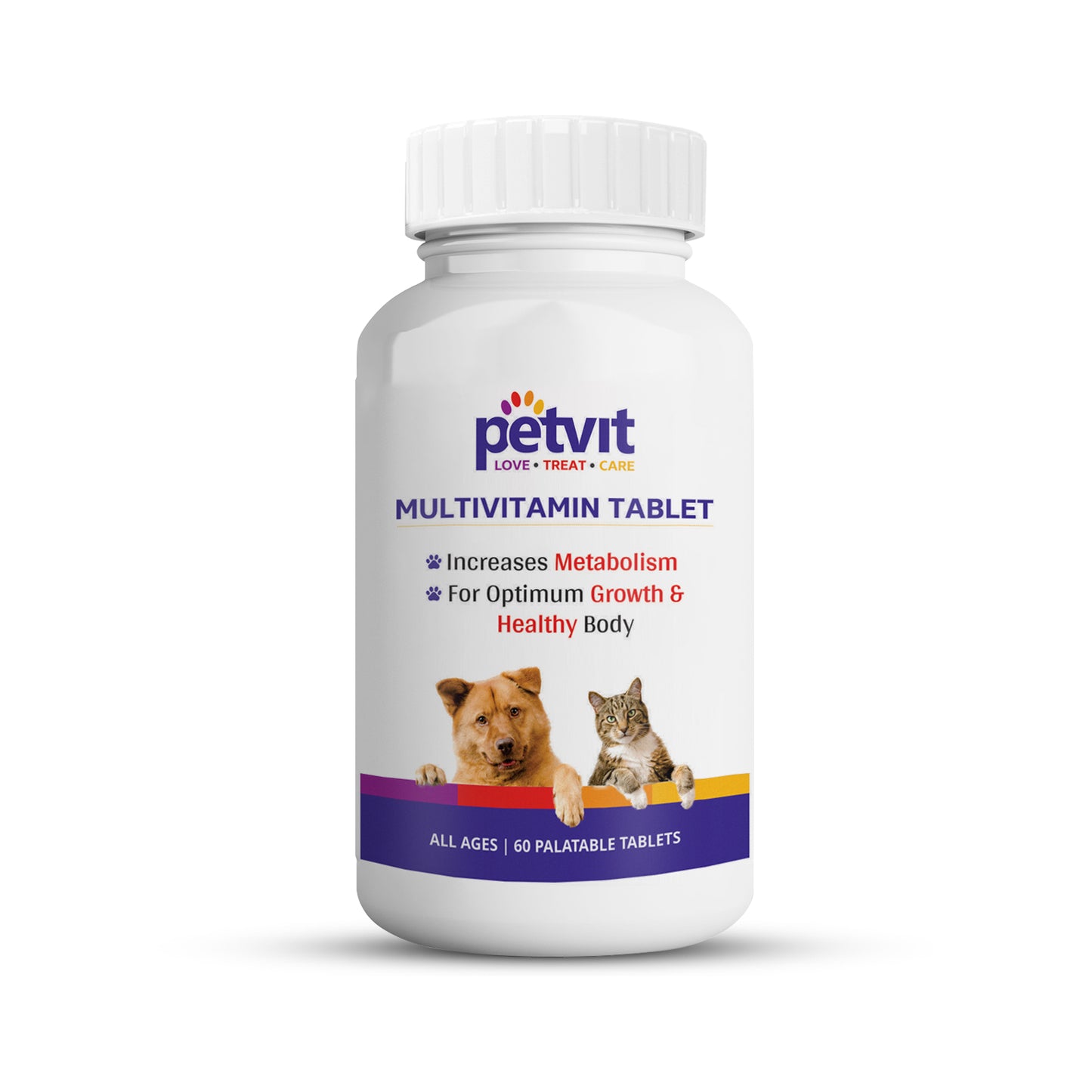 Petvit Multivitamin & Multimineral Supplement with 18 Ingredients for Skin-Coat, Joint Care, Digestion, Heart & Immunity for Dogs & Cats - 60 Palatable Chewable Tablets | for All Age Group