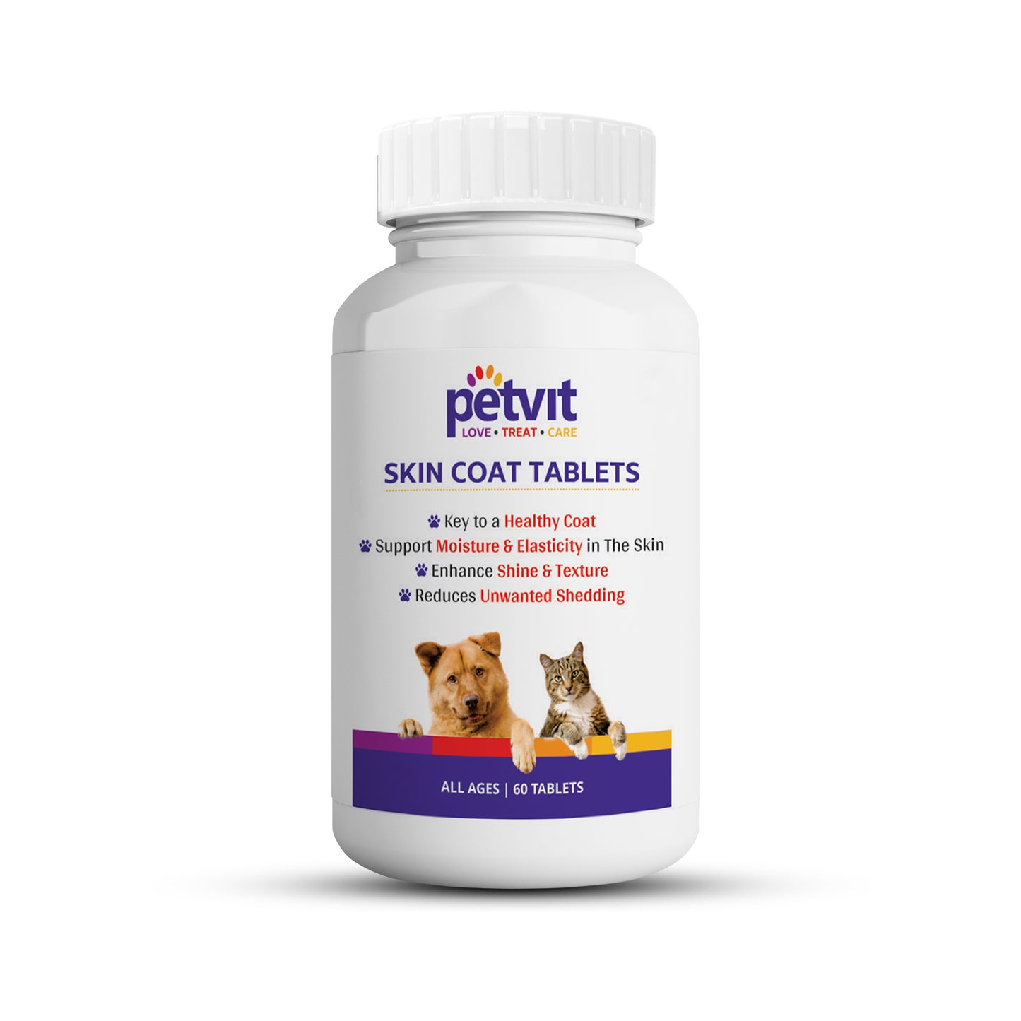 Petvit Dog Skin and Coat Supplement Tablets | Dog Hair Loss Treatment - Added Turmeric & Essential Vitamins | Supports Healthy Skin & Shiny Coat | 60 Tablets