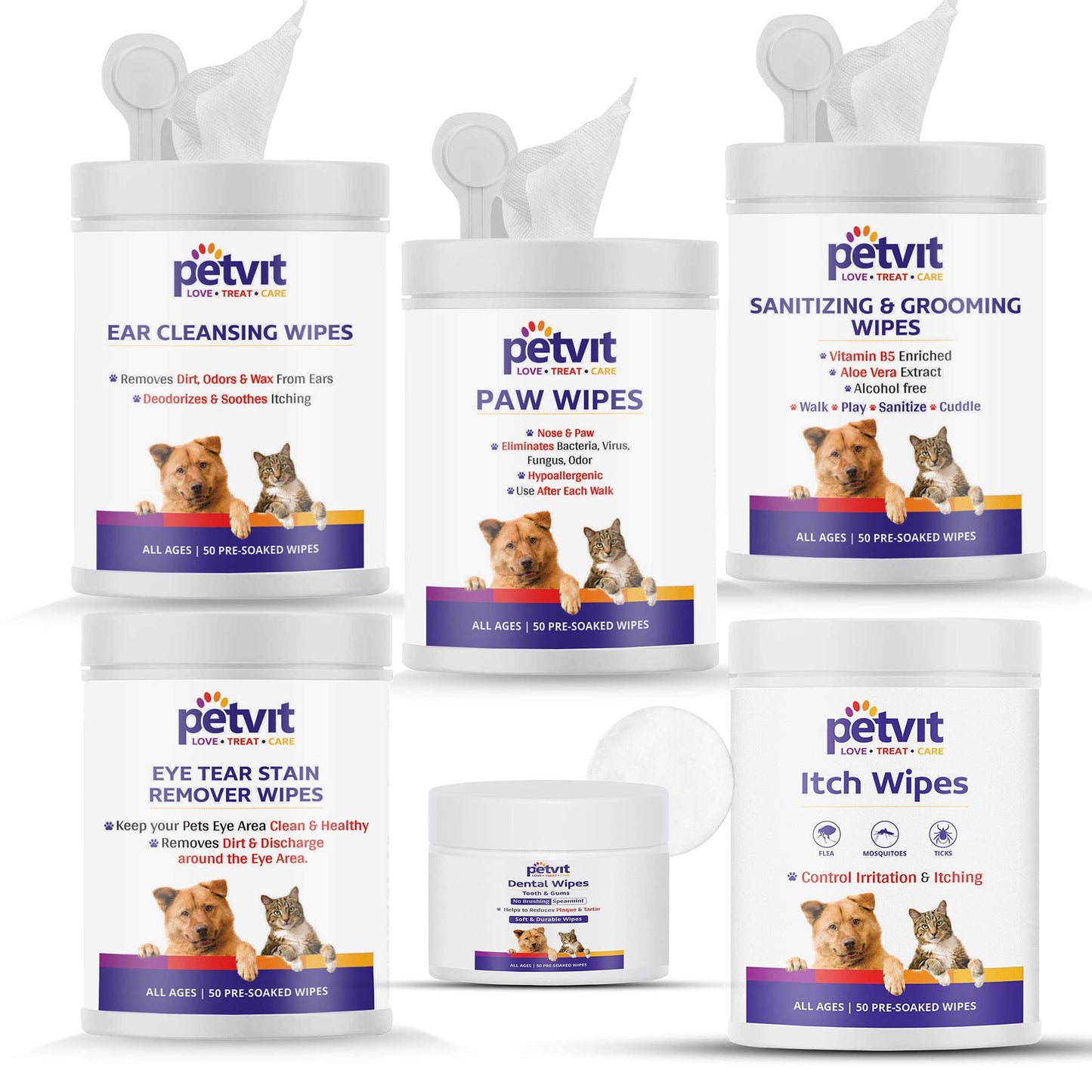 Petvit dental wipes for dogs - freshening breath during outings