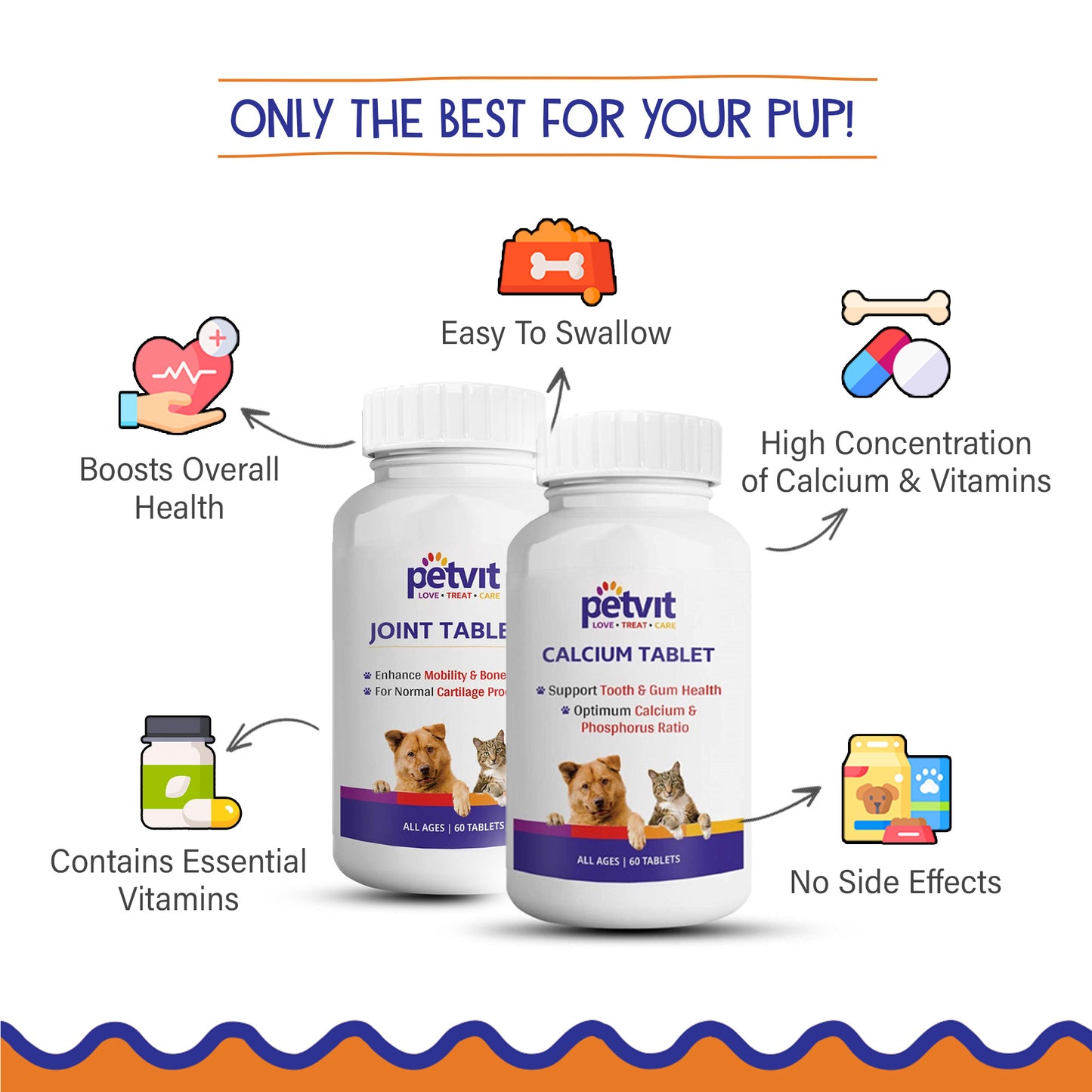 Petvit Calcium Tablets - Essential for Strong Bones in Dogs