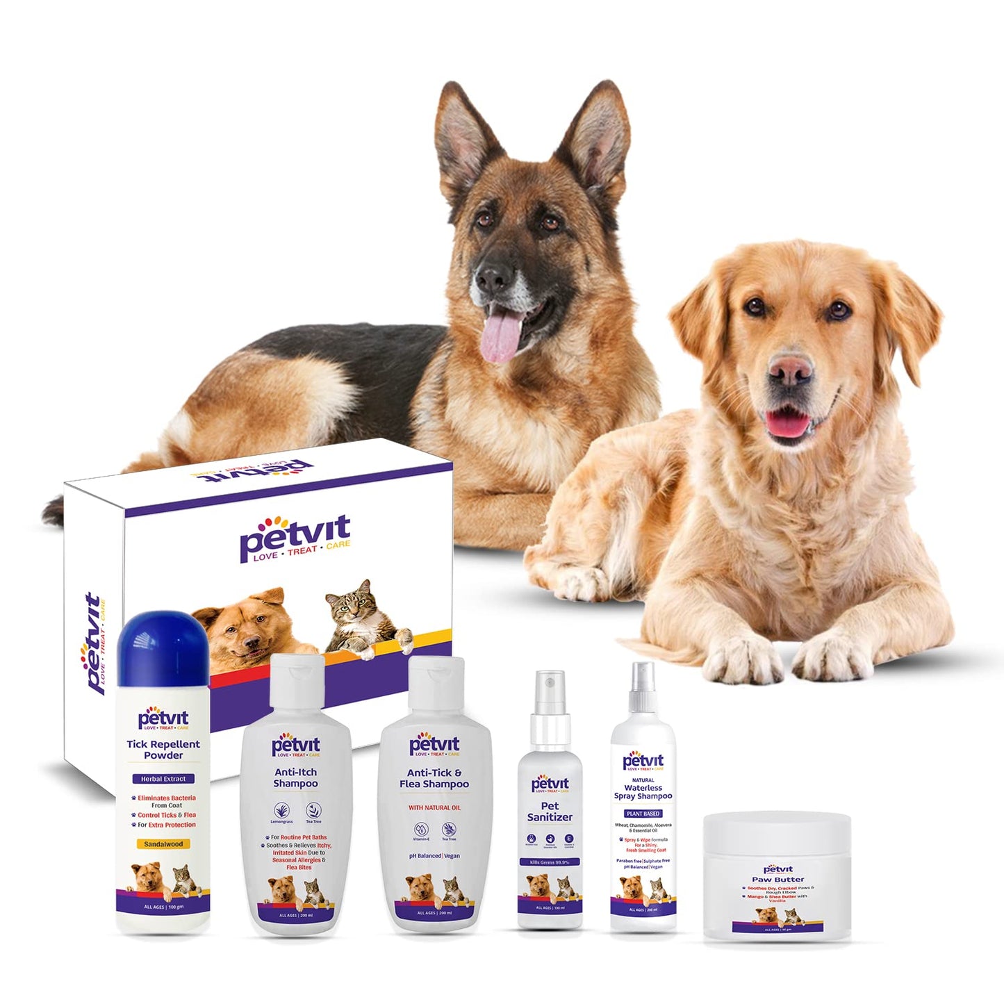 Petvit German Shepherd 6 in 1 Combo & Golden Retriever 6 in 1 Grooming Combo (12 Products Combo)
