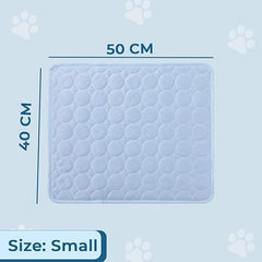 Petvit Rectangular Dog & Cat Bed|Premium Cool Ice Silk with Polyester with Bottom Mesh|Multi-Utility Self-Cooling Pad for Dog & Cat|Light-Weight & Durable Dog Bed|ZQCJ001LB-S|Light Blue