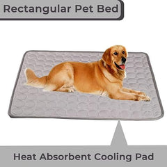 Petvit Rectangular Dog & Cat Bed|Premium Cool Ice Silk with Polyester with Bottom Mesh|Multi-Utility Self-Cooling Pad for Dog & Cat|Light-Weight & Durable Dog Bed|ZQCJ001G-S|Grey