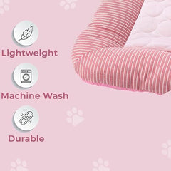 Petvit Rectangular Dog & Cat Bed|Yarn Dyed Oxford Cloth|Nylon and Polyester with Cotton Filling|Self-Cooling Bed for Dog & Cat|Small Light-Weight & Durable Dog Bed|ZQCJ005P-S|Pink