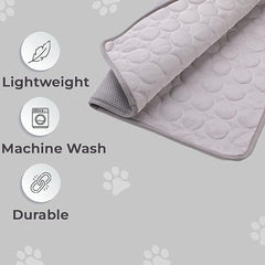 Petvit Rectangular Dog & Cat Bed|Premium Cool Ice Silk with Polyester with Bottom Mesh|Multi-Utility Self-Cooling Pad for Dog & Cat|Light-Weight & Durable Dog Bed|ZQCJ001G-S|Grey