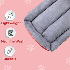 Petvit Dog & Cat Bed|Super Soft Plush Top Pet Bed|Oxford Cloth Polyester Filling|Machine Washable Dog Bed|Rectangular Cat Bed with Rise-Edge Pillow|QY036R-S|Red