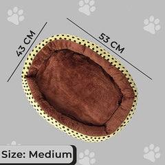 Petvit Dog & Cat Bed|Soft Plush Top Pet Bed|Oxford Cloth Polyester Filling|Medium Washable Dog Bed|Circular Cat Bed with Rise-Edge Pillow|QY039YC-M|Yellow & Coffee