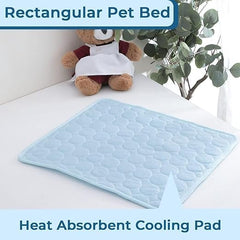 Petvit Rectangular Dog & Cat Bed|Premium Cool Ice Silk with Polyester with Bottom Mesh|Multi-Utility Self-Cooling Pad for Dog & Cat|Light-Weight & Durable Dog Bed|ZQCJ001LB-S|Light Blue