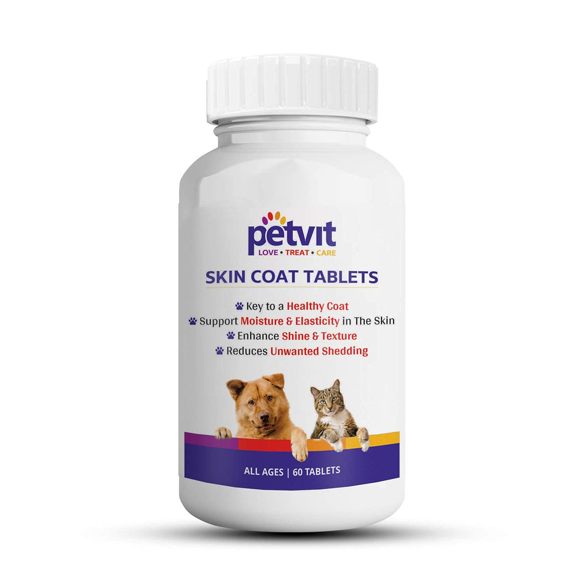 Petvit Skin & Coat Tablets for Dogs Promotes Healthy Skin & Shiny Coat - 60 Palatable Chewable Tablets | for All Age Group