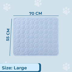 Petvit Rectangular Dog & Cat Bed|Premium Cool Ice Silk with Polyester with Bottom Mesh|Multi-Utility Self-Cooling Pad for Dog & Cat|Light-Weight & Durable Dog Bed|ZQCJ001LB-L|Light Blue