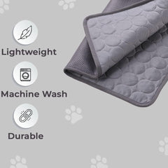 Petvit Rectangular Dog & Cat Bed|Premium Cool Ice Silk with Polyester with Bottom Mesh|Multi-Utility Self-Cooling Pad for Dog & Cat|Light-Weight & Durable Dog Bed|ZQCJ001DG-M|Dark Grey