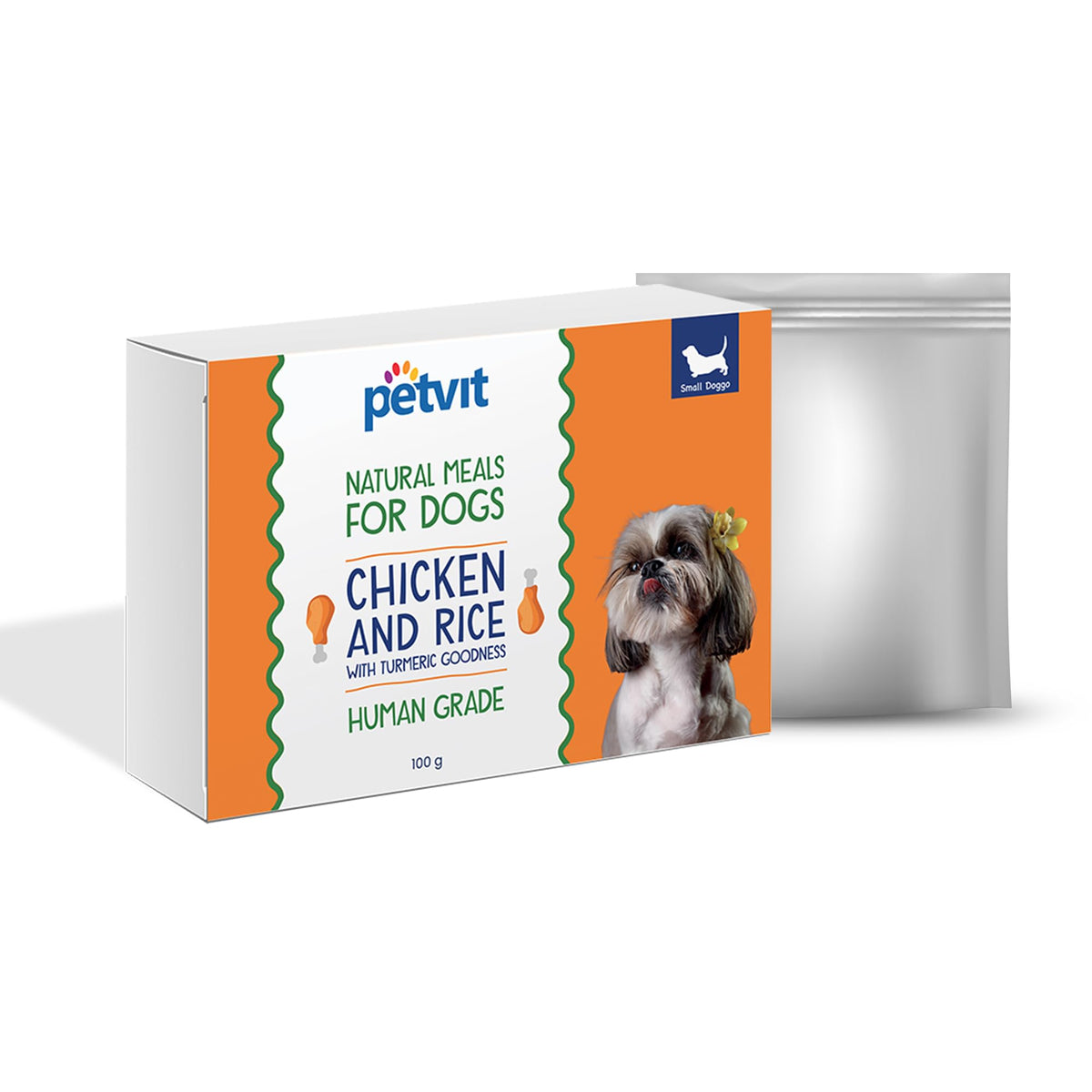 Petvit Chicken Rice Dog Food with Real Chicken Meat, Supports Joint and Bone Health, Enhanced with Antioxidant-Rich Turmeric - Healthy and Nutritional Pet Food | Pack of 1 (100g Each)