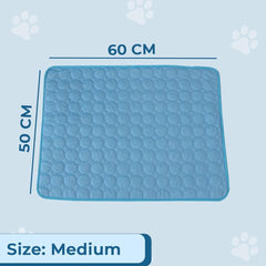 Petvit Rectangular Dog & Cat Bed|Premium Cool Ice Silk with Polyester with Bottom Mesh|Multi-Utility Self-Cooling Pad for Dog & Cat|Light-Weight & Durable Dog Bed|ZQCJ001B-M|Blue