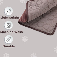 Petvit Rectangular Dog & Cat Bed|Premium Cool Ice Silk with Polyester with Bottom Mesh|Multi-Utility Self-Cooling Pad for Dog & Cat|Light-Weight & Durable Dog Bed|ZQCJ001C-L|Coffee