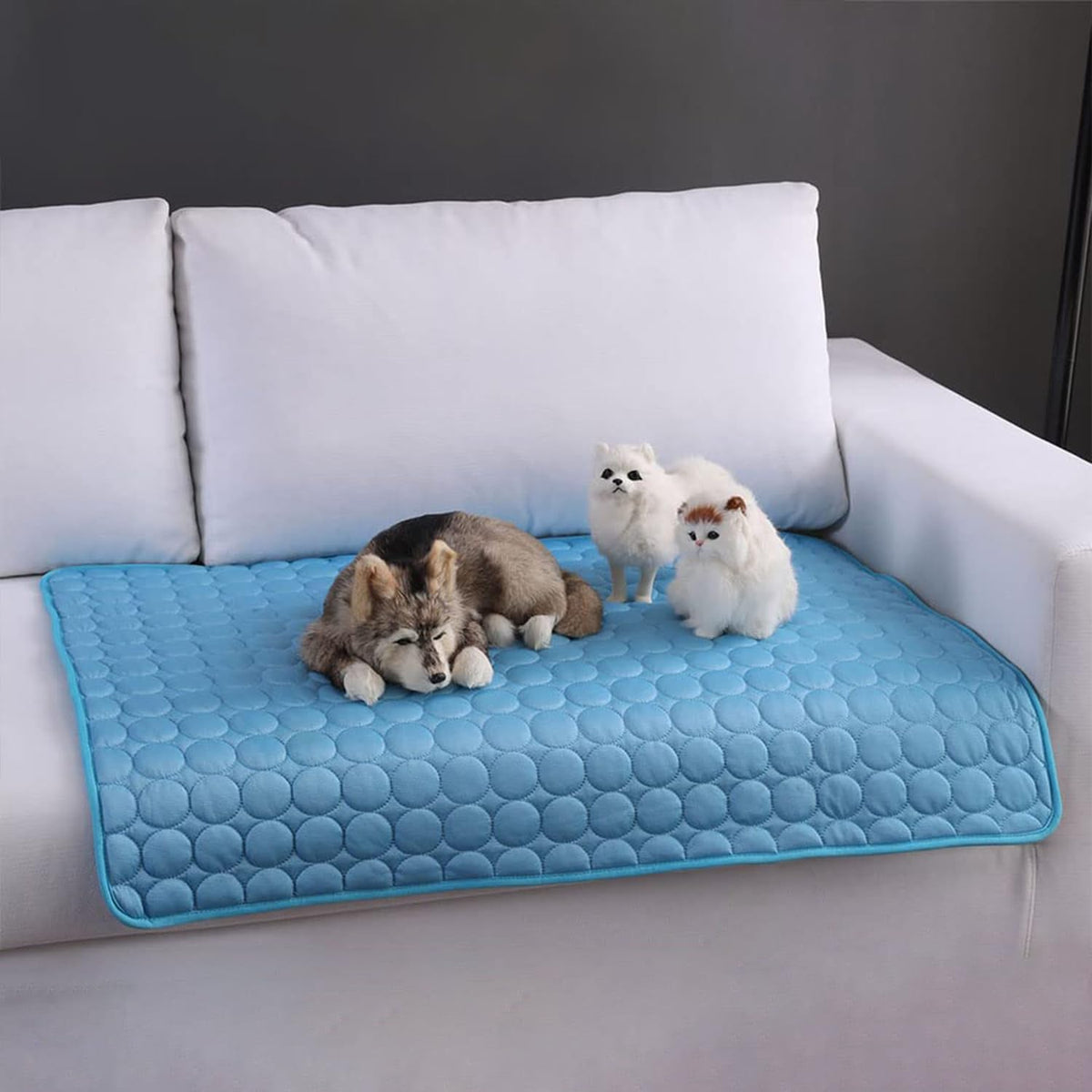Petvit Rectangular Dog & Cat Bed|Premium Cool Ice Silk with Polyester with Bottom Mesh|Multi-Utility Self-Cooling Pad for Dog & Cat|Light-Weight & Durable Dog Bed|ZQCJ001B-XL|Blue
