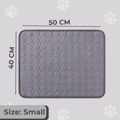 Petvit Rectangular Dog & Cat Bed|Premium Cool Ice Silk with Polyester with Bottom Mesh|Multi-Utility Self-Cooling Pad for Dog & Cat|Light-Weight & Durable Dog Bed|ZQCJ001DG-M|Dark Grey