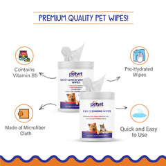 Petvit Pet wipes dogs | Dog wipes for Cleaning and Grooming | Pack of 1-50 Pulls|Petvit Pet Wipes for Dogs | Ear Cleaning Dog Wipes | Aloe vera | Vitamin E | Relieves Ear Itching | Fresh Scent