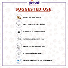 Petvit Kidney Support Powder - Natural Renal Health Supplement for Dogs and Cats (All ages)- 100 gm