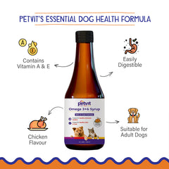 Petvit Omega 3 6 Dog Supplement - Chicken Flavor for Picky Eaters