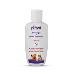 Detangle & Shine Shampoo with Tulsi Oil | Detangles & Conditions for Soft/Shiny/Healthy Coat, Vegan & Cruelty-Free, pH Balanced, Hypoallergenic, For All Breed Dog/Cat - 200ml