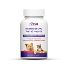 Petvit Reproductive Renal Health Tablet | For Bladder and Renal Health in Dogs and Cats | Improves Urinary Tract Health | Made with Natural Ingredients | Supports Kidney and Bladder Function | All Ages Breed Dogs & Cats – 30 Tablets