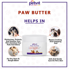 Paw Butter with Mango & Shea Butter & Lemon Grass Oil, Vitamin E, Coconut Oil | Heals, Repairs, and Moisturizes Dry Noses and Paws| pH-Balance -For All Breed Dog & Cat – 50gm