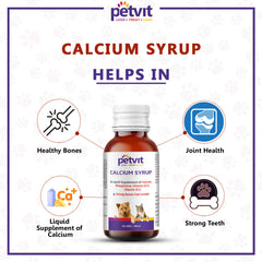 Calcium Syrup with Calcium, Phosphorus, Vitamin D3 & B12 For Dog Stronger Bones, Teeth & Growth in Pet For All Age Group – 100ml (Pack Of 2)