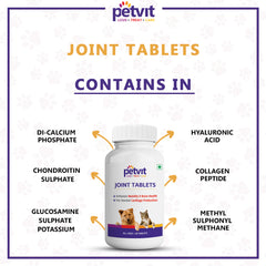 Joint-Cartilage Supplement with Glucosamine, Chondroitin, MSM, Collagen & Hyaluronic Acid for Dogs and Cats - 60 Palatable Chewable Tablets