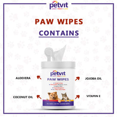 Nose And Paw Wipes For Eliminates Bacteria, Virus, Fungus, Odor -Natural Extracts-Paraben Free & Vegan Formula Fragrance Less 50 Wipes | For All Age Group | Pack of 2
