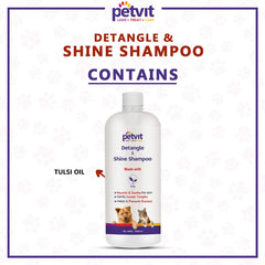 Petvit Detangle & Shine Shampoo with Tulsi Oil |Detangles & Conditions for Soft/Shiny/Healthy Coat, Vegan & Cruelty-Free, pH Balanced, Hypoallergenic, for All Breed Dog/Cat – 1000 ML,White,39