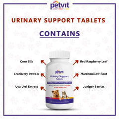 Petvit Urinary Support Tablets | for Bladder and Renal Health in Dogs and Cats | Improves Urinary Tract Health | Supports Bladder Health and Function | All Breeds of Dogs & Cats - 60 Chewable Tablets