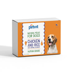 Petvit Natural Meal for Dogs - Chicken Rice with Turmeric (4 Pack, 200g Each) - Healthy and Nutritious Dog Food