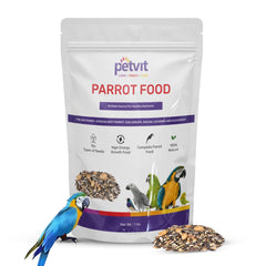 Petvit Parrot Food for Big Parrot | African Grey Parrot | Sun Conure | Macaw | Lovebird & Alexander Mix Seed with Small Sunflower, Oats, Barly, Saffola, Pumpkin, All Life Stages Mix Seed -1kg