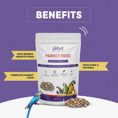 Petvit Parrot Food for Big Parrot | African Grey Parrot | Sun Conure | Macaw | Lovebird & Alexander Mix Seed with Small Sunflower, Oats, Barly, Saffola, Pumpkin, All Life Stages Mix Seed -1kg