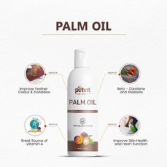 Petvit Palm Oil for Birds | Feather Colour and Condition | Vitamin A and Antioxidants | Supports Skin Health and Heart Function | Suitable for All Bird Species - 100ml