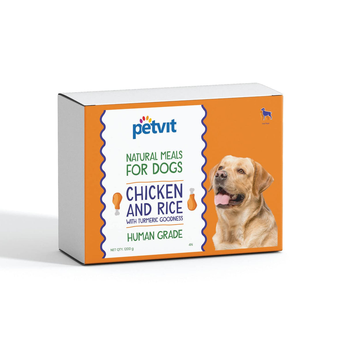 Petvit Natural Meal for Dogs - Chicken Rice with Turmeric (4 Pack, 300g Each) - Healthy and Nutritious Dog Food