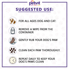 Nose And Paw Wipes For Eliminates Bacteria, Virus, Fungus, Odor -Natural Extracts-Paraben Free & Vegan Formula Fragrance Less 50 Wipes | For All Age Group | Pack of 2