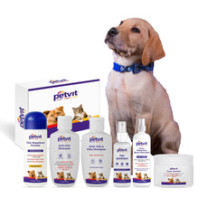 Petvit Labrador 6 in 1 Combo | Grooming from Head to Tail for Your Dog | Natural Waterless Shampoo + Anti-Itch Shampoo + Paw Butter + Anti-Tick & flea Shampoo + Pet Sanitizer + Tick Repellent Powder