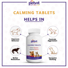 Petvit Calming & Relaxation Tablets - Natural Stress Relief | Dogs and Cats | 18+ Natural Extracts | 60 Chewable Tablets