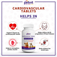 Petvit Cardiovascular Tablets | Coenzyme Q-10 Dog & Cat Supplements | Pet Health Supplement for Dogs & Cats | Supports Cardiovascular System | All Breeds of Dogs & Cats – 60 Chewable Tablets