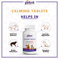 Petvit Calming & Relaxation Tablets - Natural Stress Relief | Dogs and Cats | 18+ Natural Extracts | 60 Chewable Tablets (Pack of 2)
