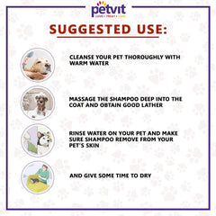Petvit Anti Itch Shampoo with Tea Tree Oil & Lemon Grass Oil | for All Breed Dogs/Cats Helps with rashes,Ticks,Fleas - 200ml