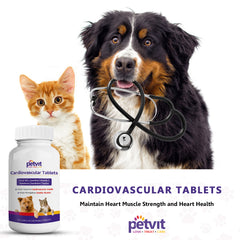 Petvit Cardiovascular Tablets | Coenzyme Q-10 Dog & Cat Supplements | Pet Health Supplement for Dogs & Cats | Supports Cardiovascular System | All Breeds of Dogs & Cats – 60 Chewable Tablets