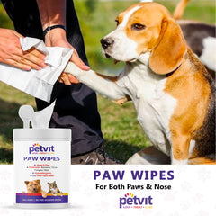Nose And Paw Wipes For Eliminates Bacteria, Virus, Fungus, Odor -Natural Extracts-Paraben Free & Vegan Formula Fragrance Less 50 Wipes | For All Age Group | Pack of 2