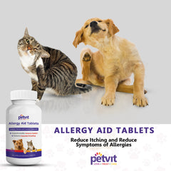 Petvit Allergy Aid Tablets| Allergy Aid for Cats and Dogs | Pet Allergy Support | Best Seasonal Allergy Relief supplements | Premium Plant-based Ingredients | All Breeds of Dogs & Cats - 60 Chewable Tablets