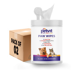 Nose And Paw Wipes For Eliminates Bacteria, Virus, Fungus, Odor -Natural Extracts-Paraben Free & Vegan Formula Fragrance Less 50 Wipes | For All Age Group | Pack of 2
